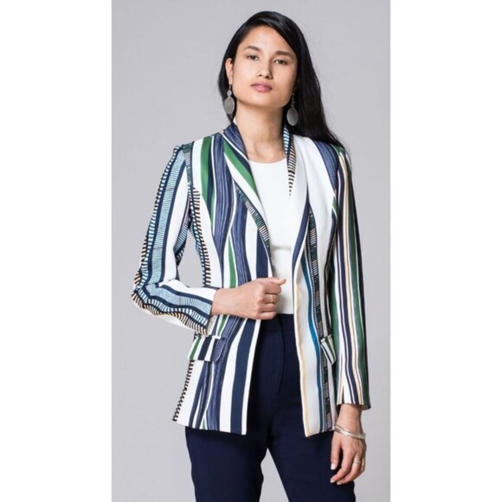 Sachin & Babi Blazer Uva Blazer Colored Striped White Navy Jacket SZ 4 NWT